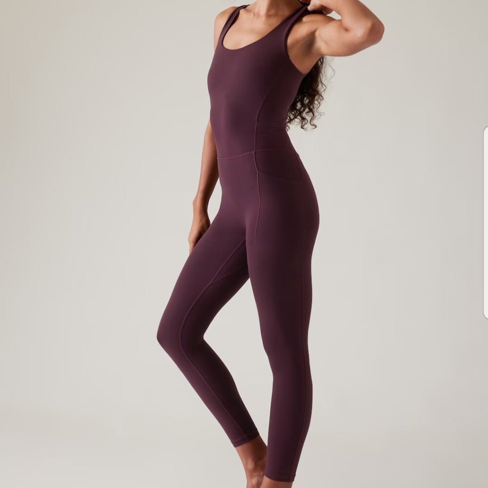Athleta Salutation Stash 7/8 Bodysuit, Medium Petite MP, Spiced Cabernet